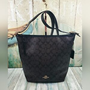 Coach Val Duffle Signature Canvas Leather Crossbody Bag EUC